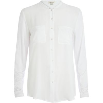 White long sleeve jersey back shirt