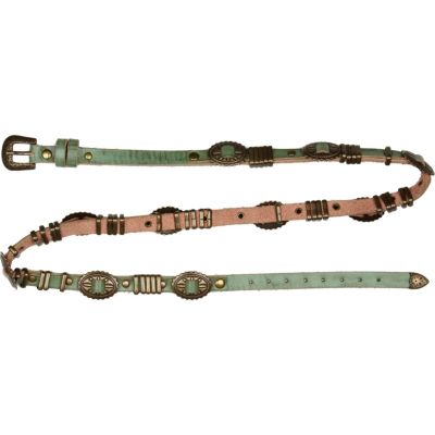 Green western skinny belt