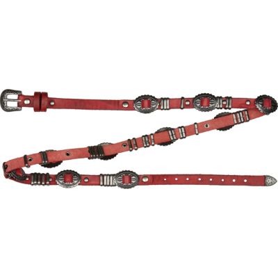 Red western skinny belt