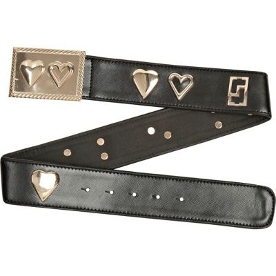 Black heart plaque wide waist belt