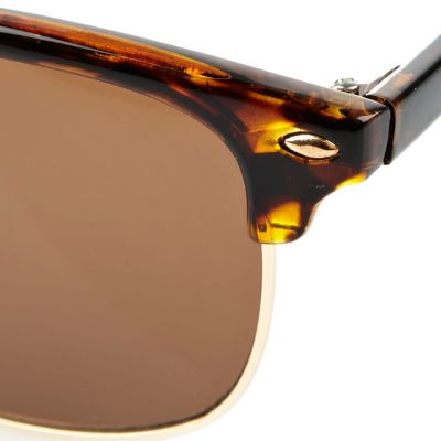 Brown tortoise shell retro geek sunglasses
