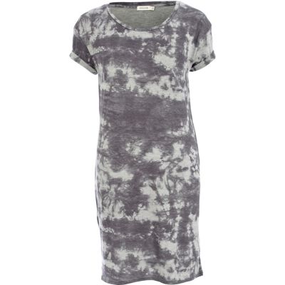 Grey scratch tie dye print t-shirt dress