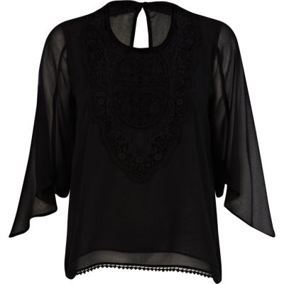 Black victoriana lace bib top