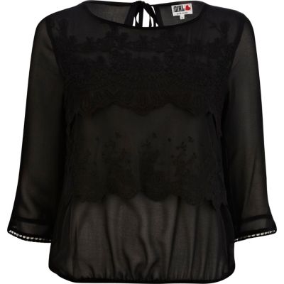 Black Chelsea Girl layered victoriana blouse 