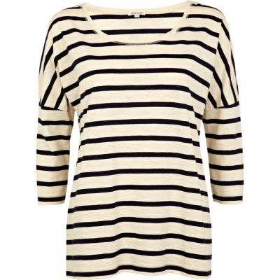 Navy striped drop sleeve boxy top