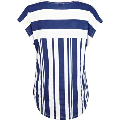 Blue stripe colour block t-shirt