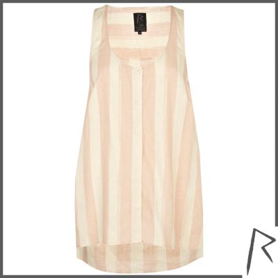 Pink stripe Rihanna linen sleeveless shirt