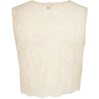 Cream lace sleeveless crop top