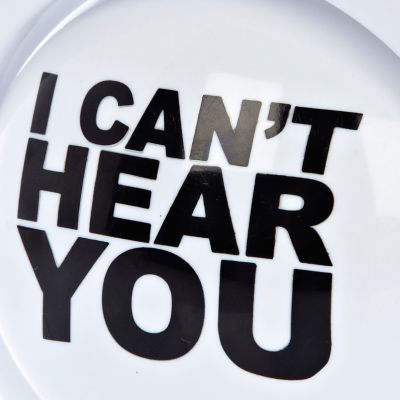 White I can't hear you headphones