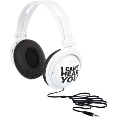 White I can't hear you headphones