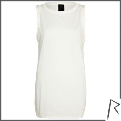 White Rihanna roll sleeve tank top