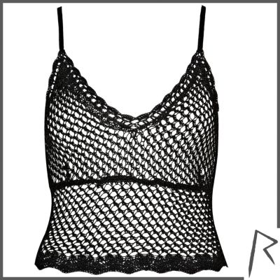 Black Rihanna crochet cami top