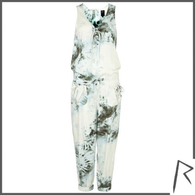 Green tie dye Rihanna sleeveless jumpsuit