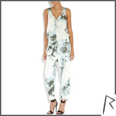 Green tie dye Rihanna sleeveless jumpsuit