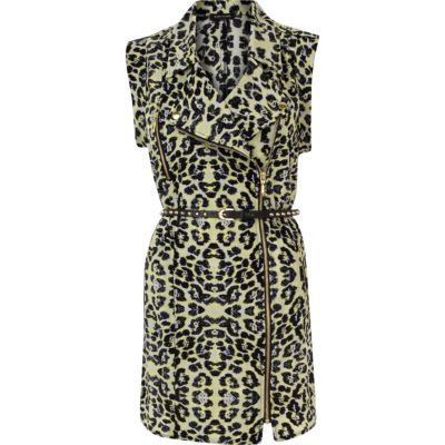 Grey animal print sleeveless biker dress