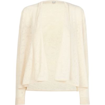 Cream floral fallaway cardigan