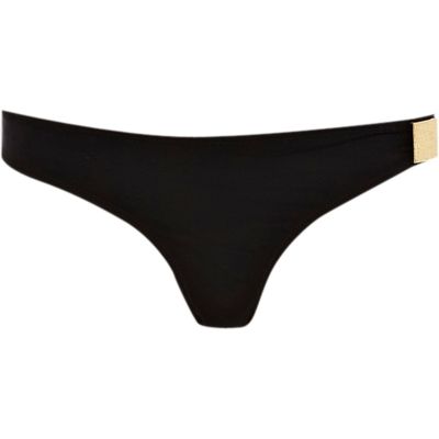 Black embellished side bikini bottoms