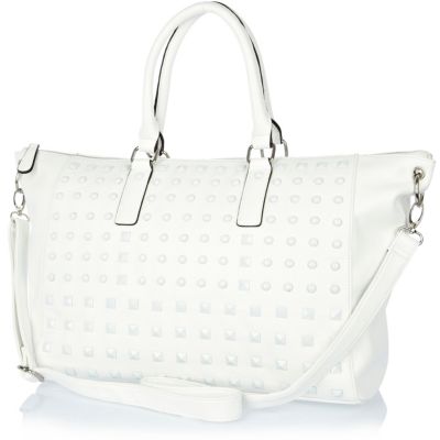 White stud holdall bag