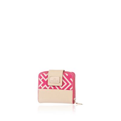 Pink geometric print square purse