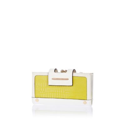 Yellow croc colour block purse 