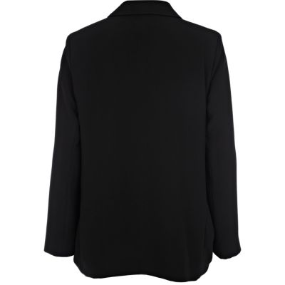 Black draped pocket boxy blazer