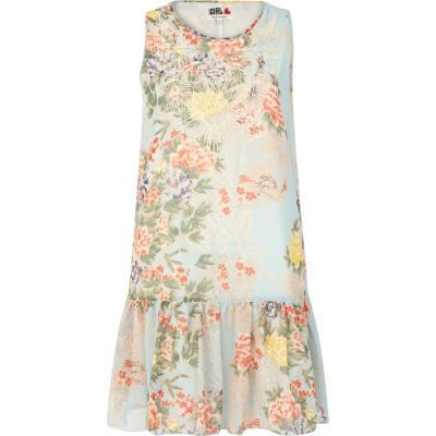 Blue Chelsea Girl floral drop waist dress