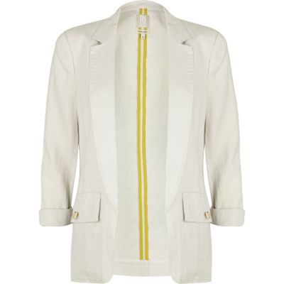 Beige linen unlined blazer 