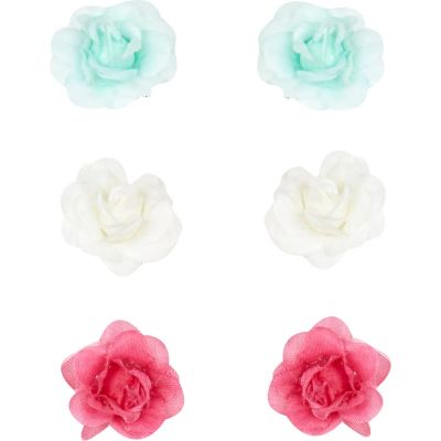 Pink flower hair coils