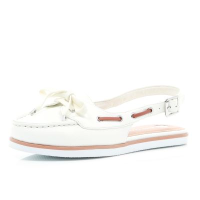 White sling back boat shoes