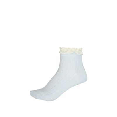 Light blue lace frill ankle socks