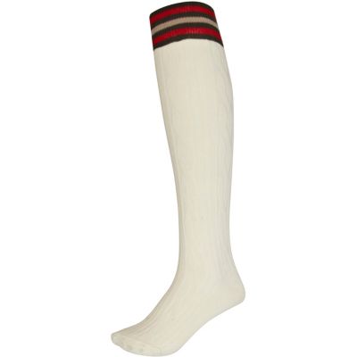 Cream cable knit knee high sports socks