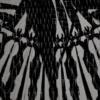 Black devore pattern long scarf