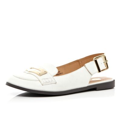 White sling back loafers