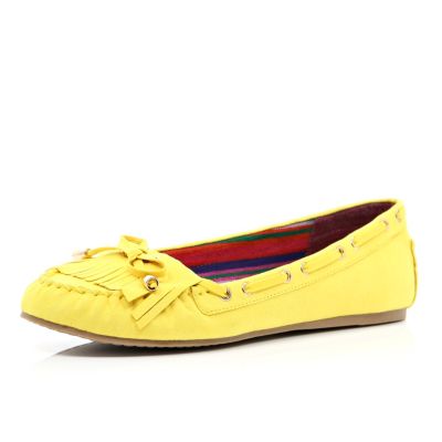 Yellow fringed moccasins