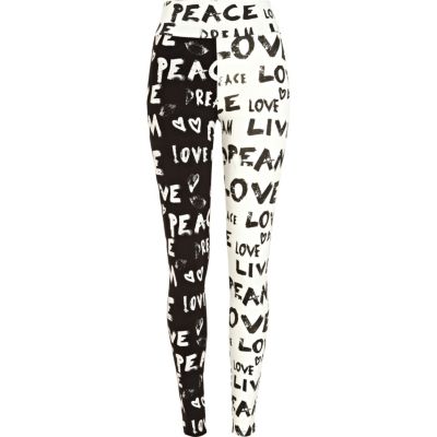 Black and white graffiti print leggings