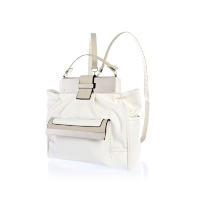 White metal plate geometric back pack