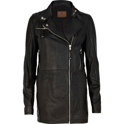 Black perforated leather jacket