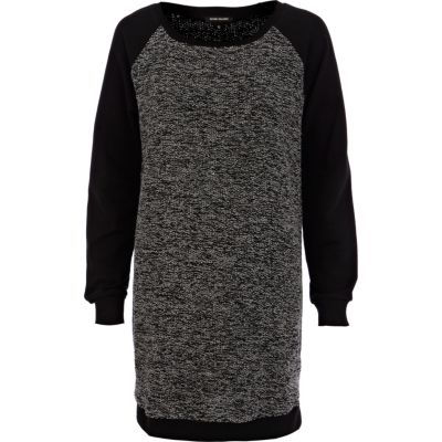 Black contrast sleeve sweatshirt dress