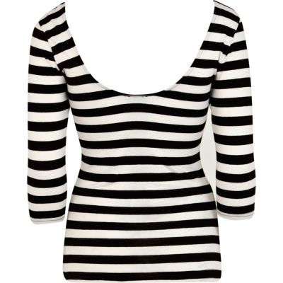 Black and white striped ballerina top