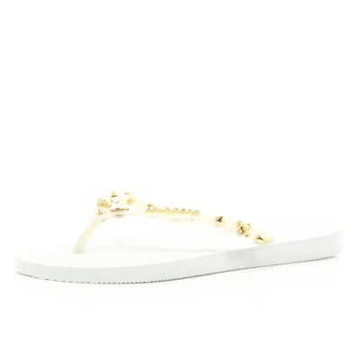 White studded Havaianas