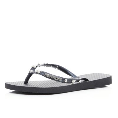 Black studded Havaianas