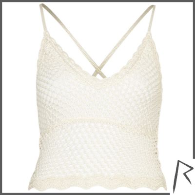 White Rihanna crochet cami top