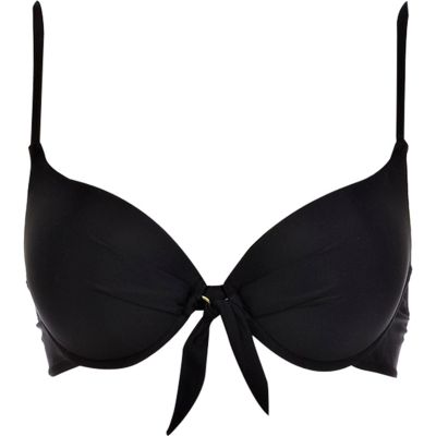 Black push-up plunge bikini top