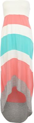 Pink colour block dip hem maxi dress
