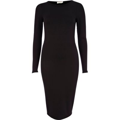 Black long sleeve column dress
