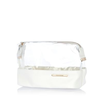 White perspex colour block make up bag