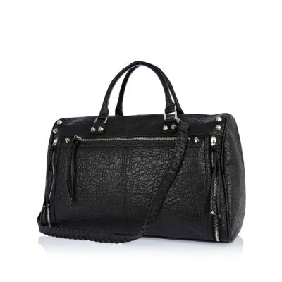 Black tumbled whip stitch holdall
