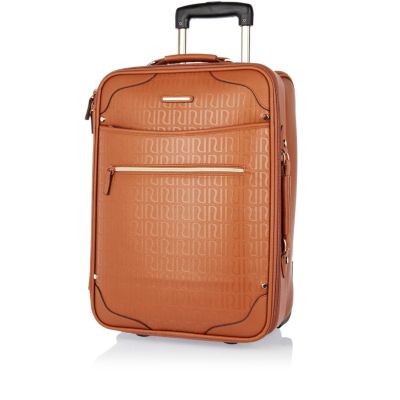 Brown RI embossed wheelie suitcase