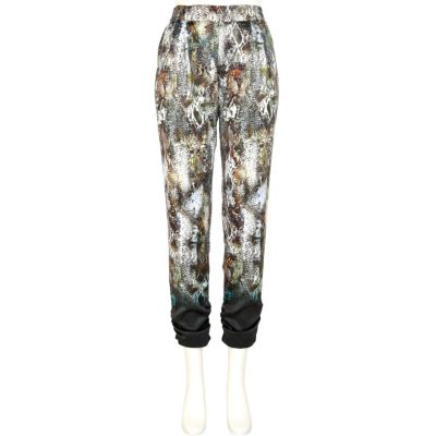 Green snake print dip dye tapered trousers