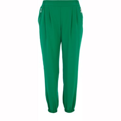Green smart soft jogger trousers